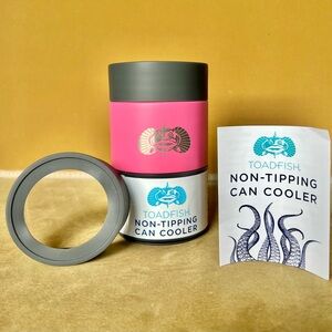 Toadfish Non-Tipping Can Cooler for 12oz Cans - PINK, Includes Slim Can Adaptor